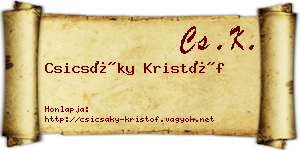 Csicsáky Kristóf névjegykártya